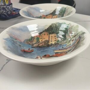 Coastal Scene Porcelain Bowl set of 2